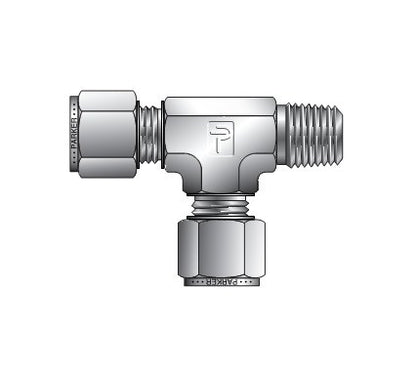 Parker CPI™/A-LOK® NPT Male Run Tee for Metric Tube - 6.0mm x 1/4" - Image 1