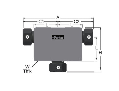 Parker MPI™ Union Tee - 1" x 1" x 3/4" - 12500 psig - Image 2