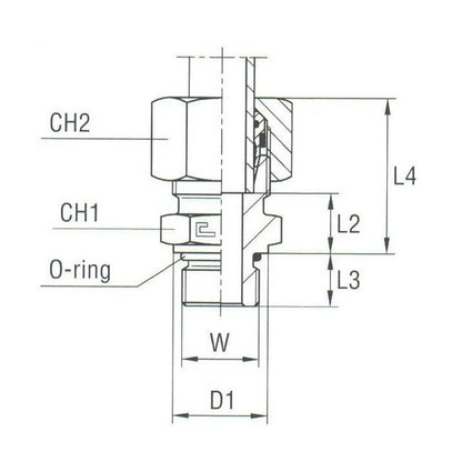 Heavy Duty Male Stud Coupling with O-Ring Thread UNF/UN-2A - Image 2