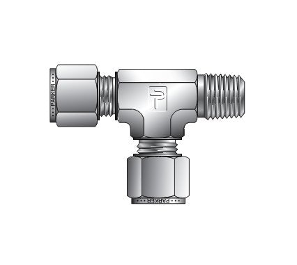 Parker CPI™/A-LOK® NPT Male Run Tee for Metric Tube - Image 1