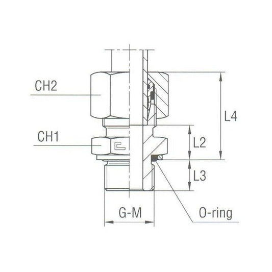 Heavy Duty Male Stud Coupling with O-Ring and Washer, Metric Parallel - Equipped B4 Ring - Image 1