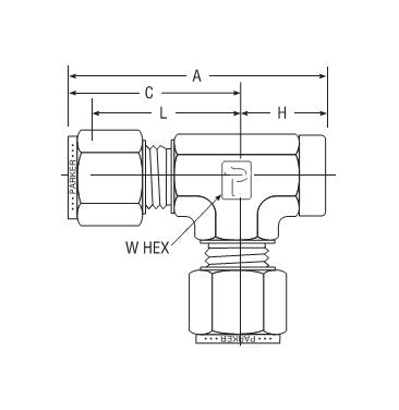Parker CPI™/A-LOK® NPT Female Run Tee for Metric Tube, 12.0mm - Image 2