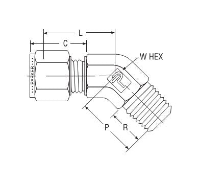 Parker CPI™ 45-Degree Elbow - NPT Male for Metric Tubing - Image 2