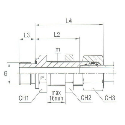 Heavy Duty Bulkhead Connection with Elastomer Seal, BSP Parallel - Equipped B4 Ring - Image 2