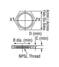 Malleable Iron Class 150 Hex Locknut, 1 1/4" (32mm)