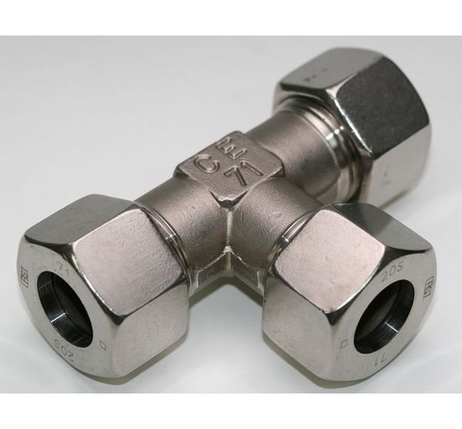 Stainless Steel Equal Tee with B4 Ring, DIN 2353 Compression Fitting - Image 3