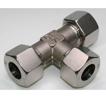 Stainless Steel Equal Tee with B4 Ring, DIN 2353 Compression Fitting - Image 3