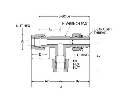 Unilok Positionable Male Run Tee - 316 SS, 3/4 Tube Fitting x 1 16-12 Male SAE - Image 2