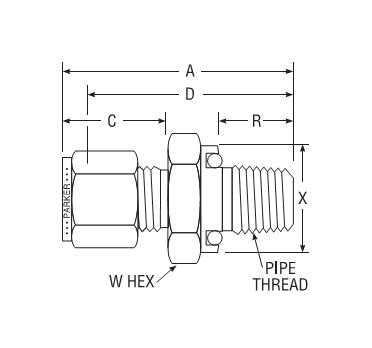 Parker CPI™ Male Connector with O-Ring Seal for Fractional Tube - Image 2