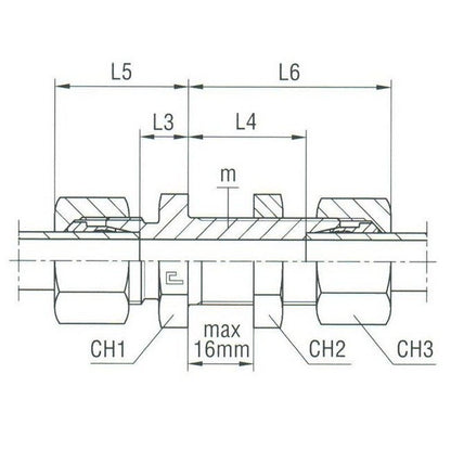 Heavy Duty Bulkhead Connection B3 Ring, DIN 2353 Compression Fitting - Image 2