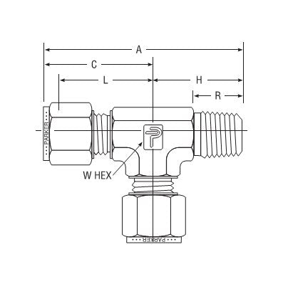Parker CPI™/A-LOK® NPT Male Run Tee for Metric Tube, 10.0mm x 1/4 NPT - Image 2