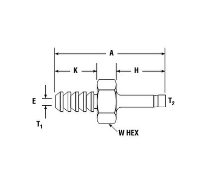 Parker CPI™/A-LOK® Barbed Connector to Tube Adapter - Fractional Tube, 3/8 in - Image 2