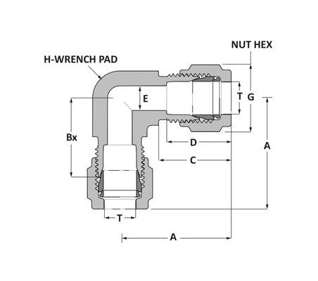 Griplok Union Elbow - 316 SS, 1/8 inch Tube Fitting x 1/8 inch Tube Fitting - Image 2