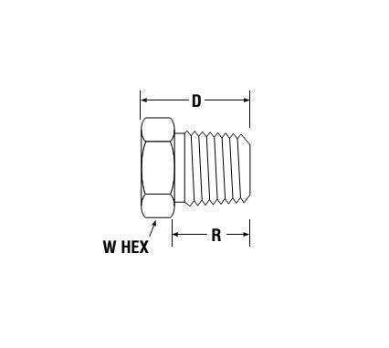 Parker Hex Head Plug PH for Fractional Tube, NPT Thread Male 1/4 - Image 2