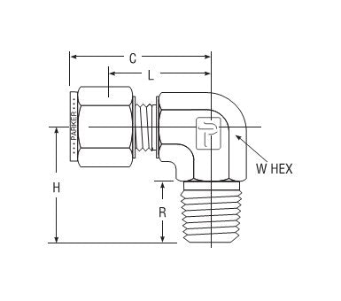 CPI™/A-LOK® NPT Male Metric Elbow - 4.0mm Tube, 1/4" NPT - Image 2
