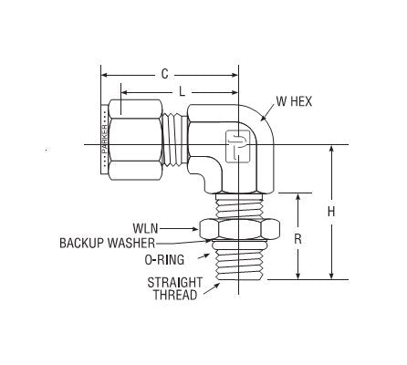 Male SAE Straight Thread Elbow for Fractional Tube - Parker CPI™/A-LOK® - Image 2