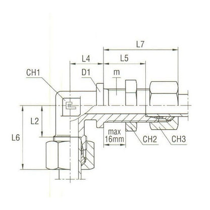 DIN 2353 Carbon Steel Bulkhead Elbow with Equipped B3 Ring - Image 2