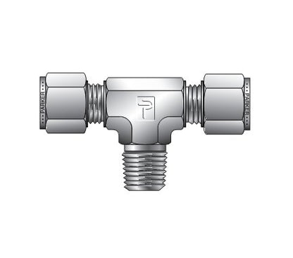 Parker CPI™/A-LOK® NPT Male Branch Tee for Metric Tube - 12.0mm, 3/8" - Image 1