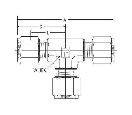 Parker CPI™/A-LOK® Metric Union Tee for Tubing - 22.0mm - Image 2
