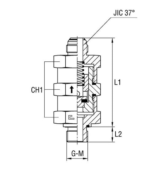 Metric Parallel Male Stud Non Return Valve with Elastomer Seal - Image 1