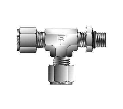 A-LOK Male Run Tee SAE Straight Thread, 9/16-18 for Fractional Tube - Image 1
