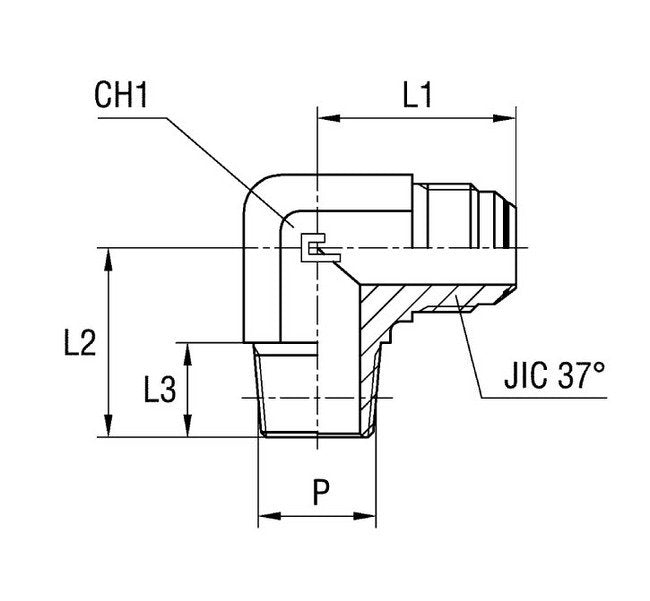 Stainless Steel Male Stud Coupling with O-Ring Thread UNF/UN-2A - 28mm Tube Diameter - Image 2