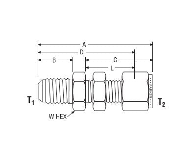 Parker 37° Flare Bulkhead Connector, Fractional Tube Fitting - Image 2