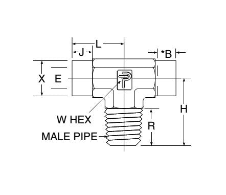 Male Branch Tee, Socket Weld - Male Outlet Tee Fitting, 3/4" MNPT, 6000 psi - Image 2