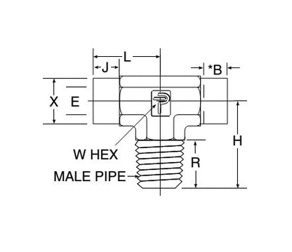 Male Branch Tee, Socket Weld - Male Outlet Tee Fitting, 3/4" MNPT, 6000 psi - Image 2