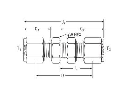 Parker CPI™/A-LOK® Bulkhead Union for 20.0 mm Metric Tube - Image 2