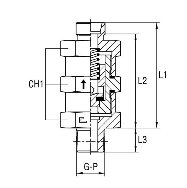 Stainless Steel Male Stud Non Return Valve, BSP Taper, Body Only - Image 1