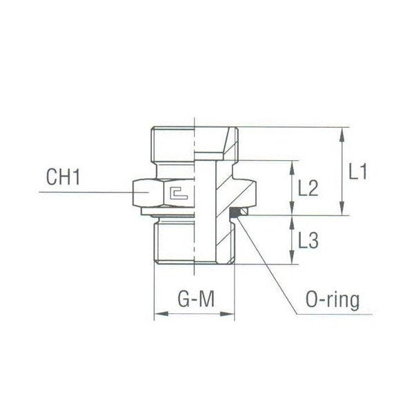 Male Stud Coupling with O-Ring, Washer Thread Metric Parallel - Carbon Steel, DIN 2353 Compliant - Image 1