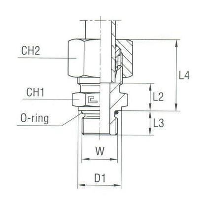 Male Stud Coupling with O-Ring Thread UNF/UN-2A - B3 Ring - Image 2