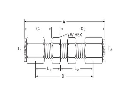 Parker CPI™/A-LOK® Bulkhead Union for 3/8" Fractional Tube - Image 2