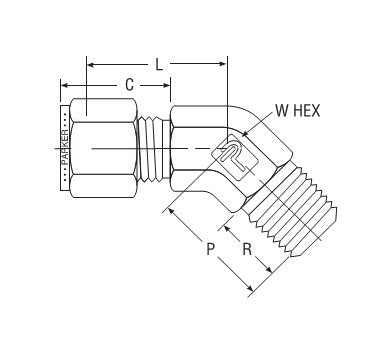 Parker CPI™/A-LOK® NPT Male 45° Elbow for Fractional Tube - Image 2