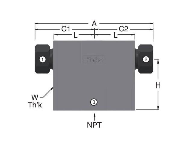 Parker MPI™ to NPT Female Branch Tee - Medium Pressure Fitting - Image 2