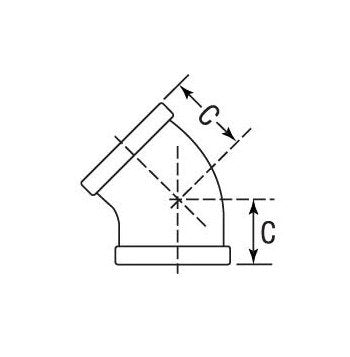 Malleable Iron Class 150 45-Degree Elbow, NPS 1 1/2 (DN 40) - Image 2