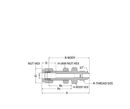 Duolok AN Bulkhead Union Fitting 1/4'' Tube x 1/4'' Male AN, 316 SS - Image 2