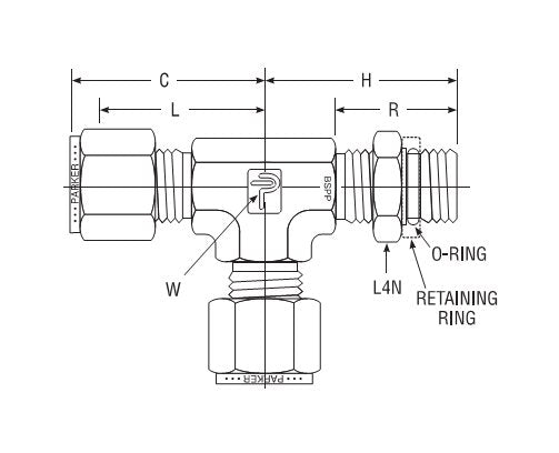 BSPP Male Run Tee for Fractional Tube - Parker CPI™/A-LOK® - Image 2