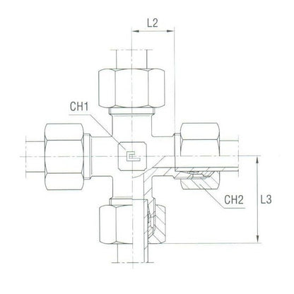 Carbon Steel Equal Cross - 8.0mm, DIN 2353 Compression Fitting - Image 2