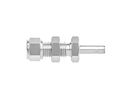 Griplok Bulkhead Tube Stub Adapter - 1/8 Tube Fitting x 1/8 Tube Stub, 316 SS - Image 1