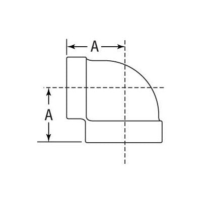Class 300 Malleable Iron 90-Degree Straight Elbow, 1-1/2" NPS - Image 2