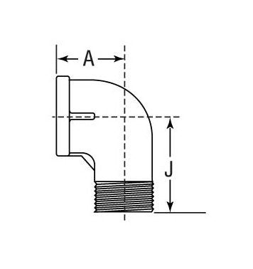 Malleable Iron 90-Degree Street Elbow, Class 150 (1 1/2 x 1 1/4) - Image 2