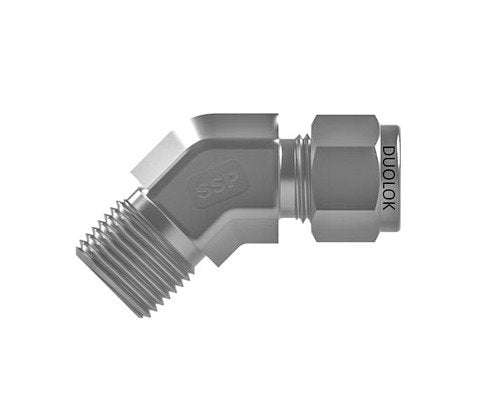 Duolok 45 Degree Male Elbow - Brass, 3/8 Tube x 1/8-27 MNPT - Image 1