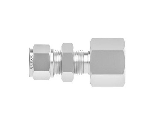 Griplok Bulkhead Female Connector - 316 SS, 1/8 Tube Fitting x 1/8-27 FNPT - Image 1