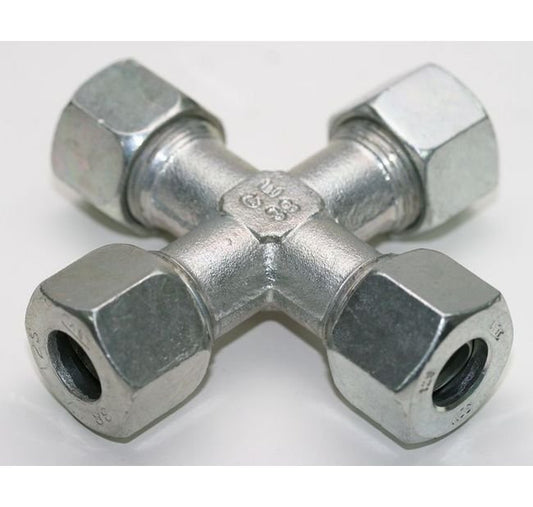 DIN 2353 Carbon Steel Equal Cross Fitting - 12.0mm - Image 1