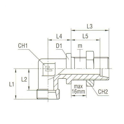 DIN 2353 Bulkhead Elbow Body, Carbon Steel, 8.0 mm - Image 2