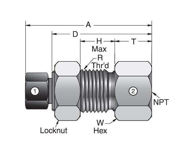 MPI™ Bulkhead to Female NPT Connector - 3/8" x 1/2-14 - 15000 psig - Image 2