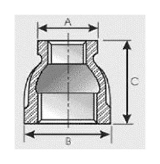 Brass Reducing Couplings, 1 1/2 x 3/4 inches - Image 1