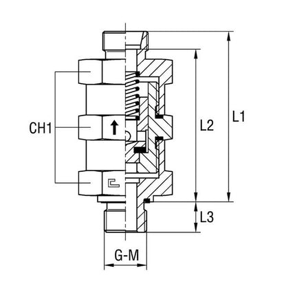 Male Stud Non Return Valve with Elastomer Seal BSP Parallel - Stainless Steel - Image 2